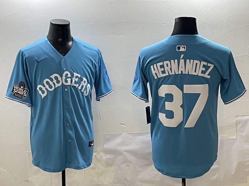 Men Los Angeles Dodgers #37 Hernandez Light Blue Joint Name 2025 Nike MLB Jersey style 14->los angeles dodgers->MLB Jersey